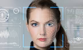 alt="Facial recognition technology scanning a woman's face, illustrating the TOK concept of evidence in AI and knowledge production"
